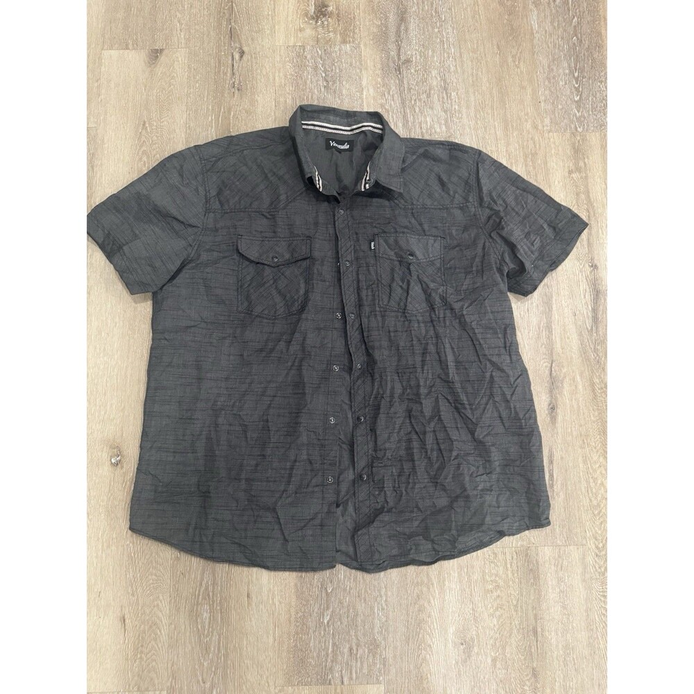 Venzulia Button Down Shirt Black 3xl double front pocket cotton boxy